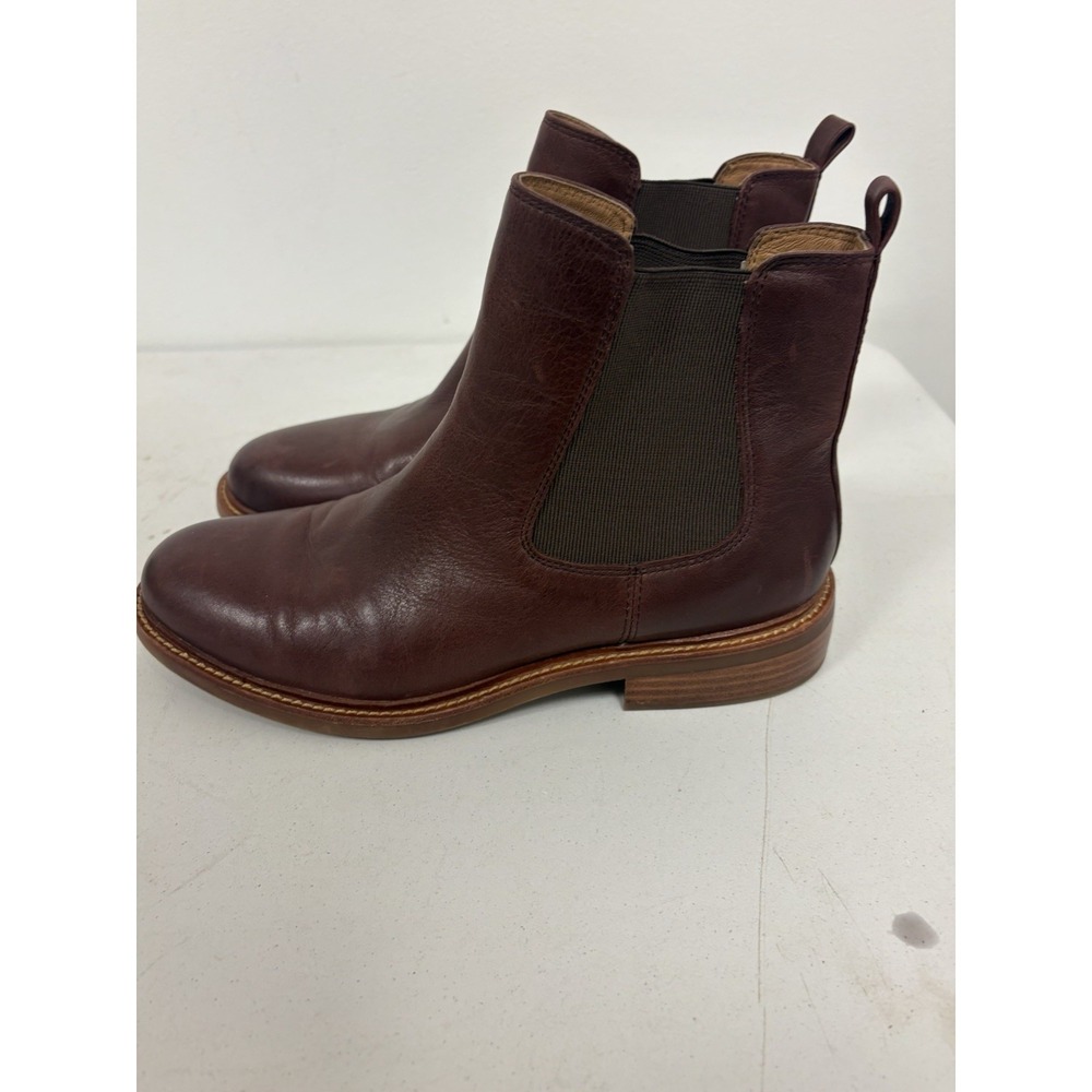 Sofft Brown Leather Pamela Chelsea Ankle Boot Slip On Block Round Toe 9.5M - Picture 6 of 8